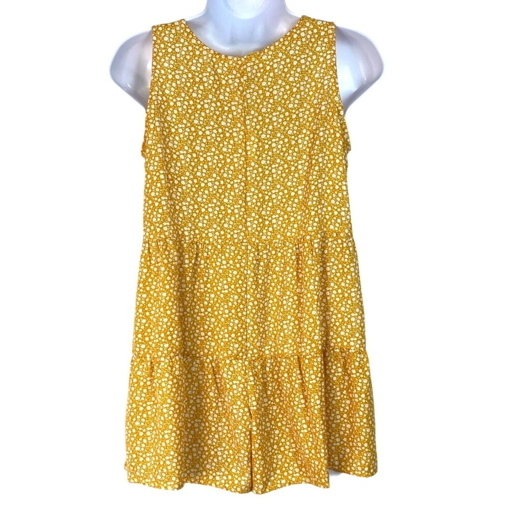 Hayden Girls Mustard Yellow Floral Print Tiered Mini Dress Size XL 13/14 NWT - Picture 2 of 9